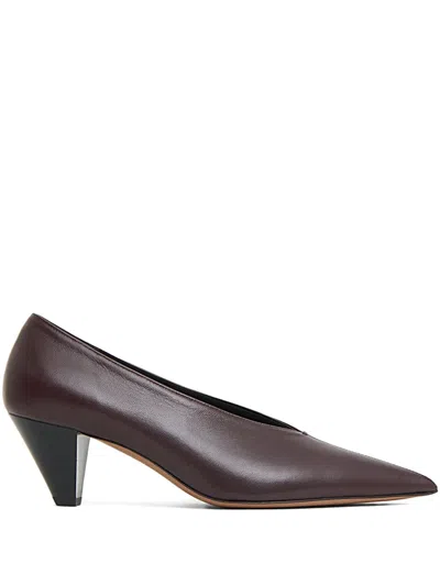 Mansur Gavriel Kiki Pointed-toe Pumps In Burgundy