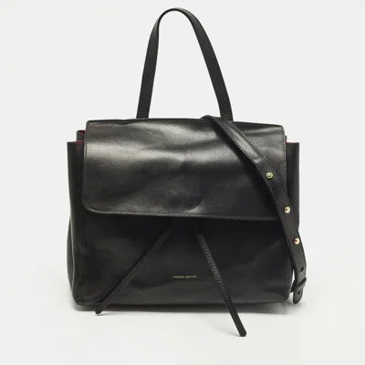 Pre-owned Mansur Gavriel Lady Flap Black Leather Top Handle Bag