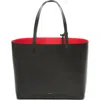 Mansur Gavriel Large Leather Tote In Black/flamma