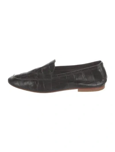 Pre-owned Mansur Gavriel Leather Animal Print Loafers In Black