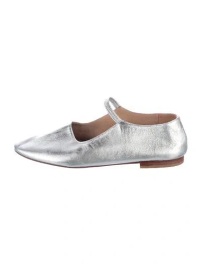 Pre-owned Mansur Gavriel Leather Ballet Flats In Metallic/silver