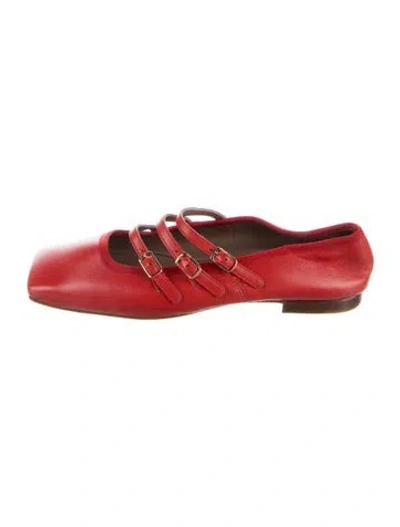 Pre-owned Mansur Gavriel Leather Ballet Flats In Red