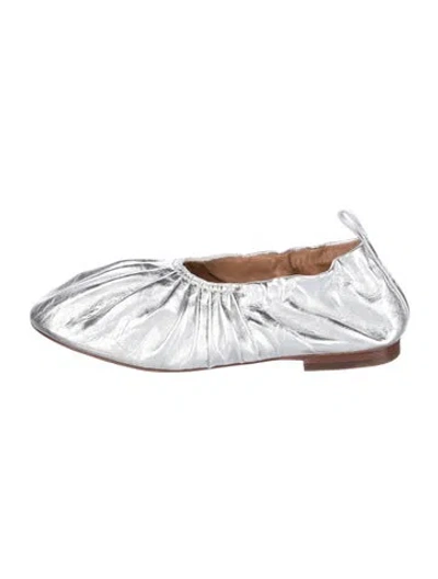Pre-owned Mansur Gavriel Leather Ballet Flats In Silver