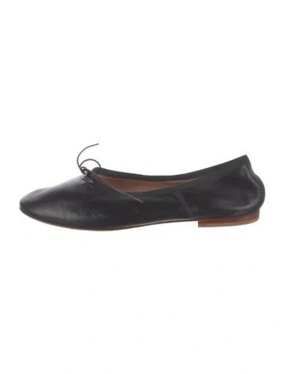 Pre-owned Mansur Gavriel Leather Bow Accents Ballet Flats In Black