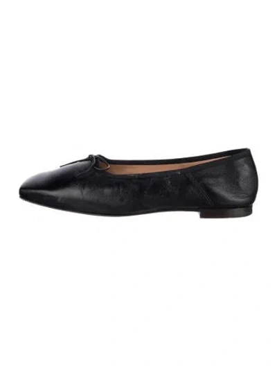 Pre-owned Mansur Gavriel Leather Bow Accents Ballet Flats In Black/blue