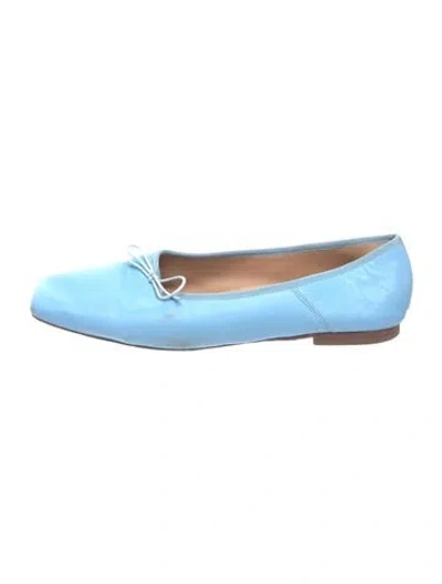 Pre-owned Mansur Gavriel Leather Bow Accents Ballet Flats In Blue