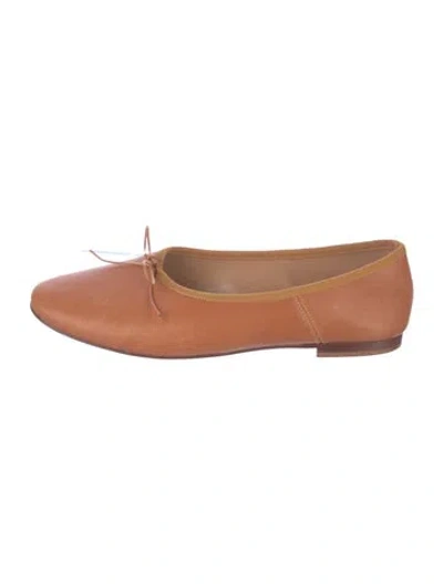 Pre-owned Mansur Gavriel Leather Bow Accents Ballet Flats In Brown