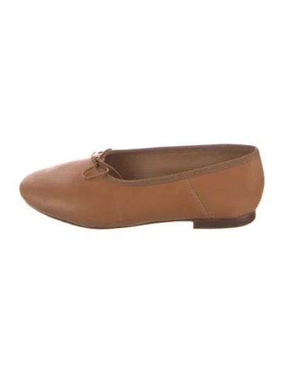 Pre-owned Mansur Gavriel Leather Bow Accents Ballet Flats In Brown