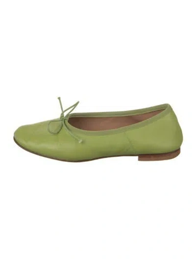 Pre-owned Mansur Gavriel Leather Bow Accents Ballet Flats In Green