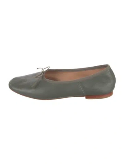 Pre-owned Mansur Gavriel Leather Bow Accents Ballet Flats In Green