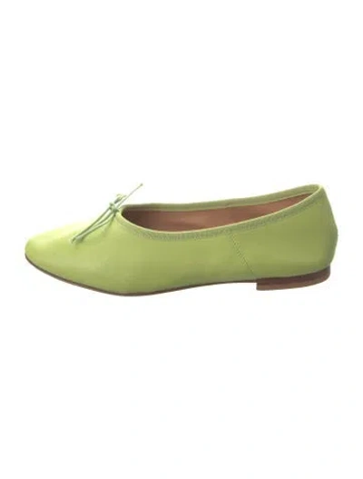 Pre-owned Mansur Gavriel Leather Bow Accents Ballet Flats In Green