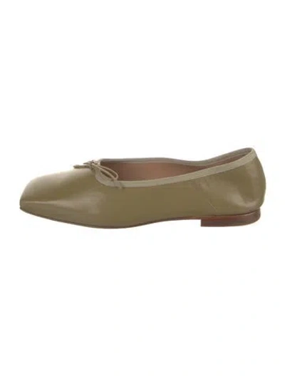 Pre-owned Mansur Gavriel Leather Bow Accents Ballet Flats In Green