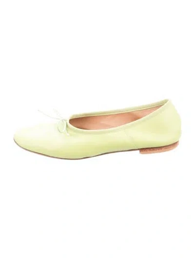 Pre-owned Mansur Gavriel Leather Bow Accents Ballet Flats In Green