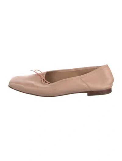Pre-owned Mansur Gavriel Leather Bow Accents Ballet Flats In Neutral
