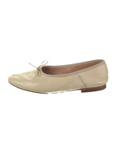 Pre-owned Mansur Gavriel Leather Bow Accents Ballet Flats In Neutral