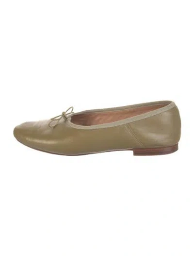 Pre-owned Mansur Gavriel Leather Bow Accents Ballet Flats In Neutrals