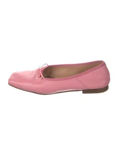 Pre-owned Mansur Gavriel Leather Bow Accents Ballet Flats In Pink