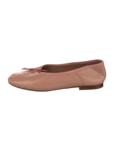 Pre-owned Mansur Gavriel Leather Bow Accents Ballet Flats In Pink