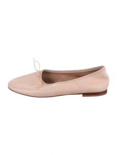 Pre-owned Mansur Gavriel Leather Bow Accents Ballet Flats In Pink