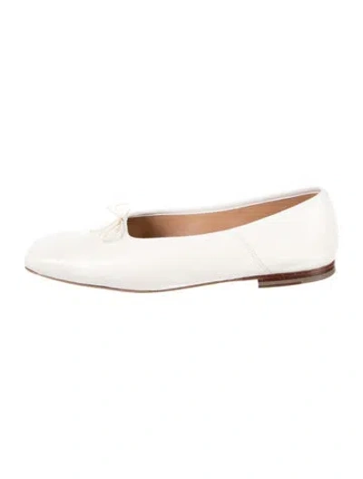 Pre-owned Mansur Gavriel Leather Bow Accents Ballet Flats In White