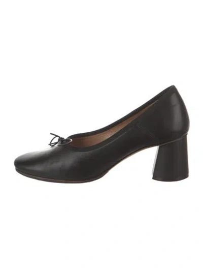 Pre-owned Mansur Gavriel Leather Bow Accents Pumps In Black