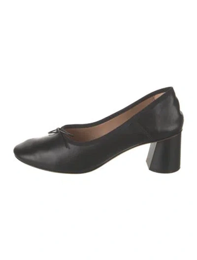 Pre-owned Mansur Gavriel Leather Bow Accents Pumps In Black