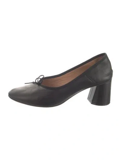 Pre-owned Mansur Gavriel Leather Bow Accents Pumps In Black