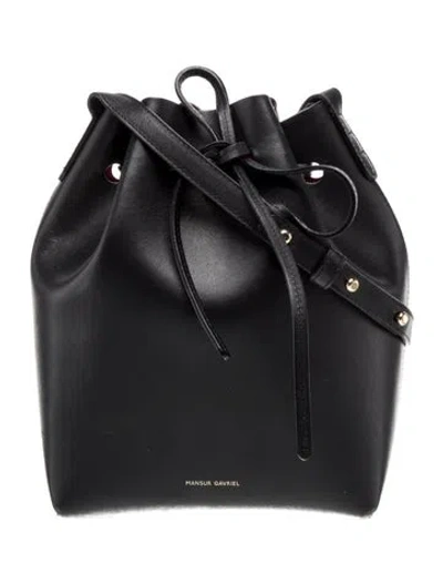 Pre-owned Mansur Gavriel Leather Bucket Bag In Black