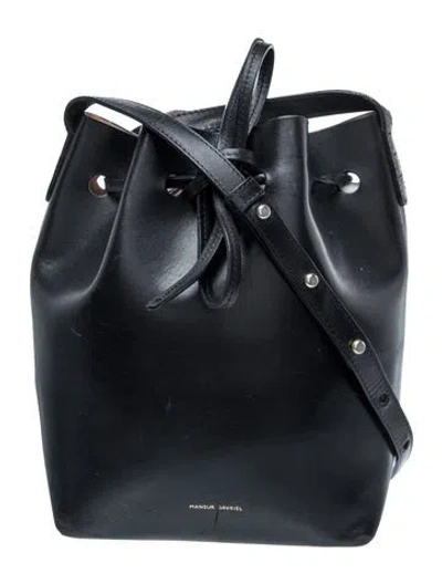 Pre-owned Mansur Gavriel Leather Bucket Bag In Black