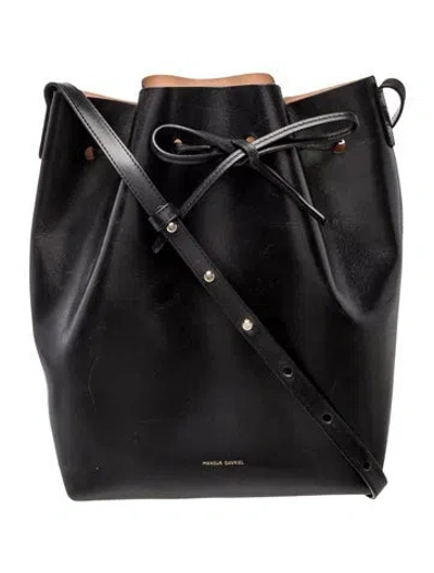 Pre-owned Mansur Gavriel Leather Bucket Bag In Black