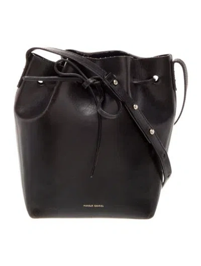 Pre-owned Mansur Gavriel Leather Bucket Bag In Black