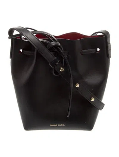 Pre-owned Mansur Gavriel Leather Bucket Bag In Black