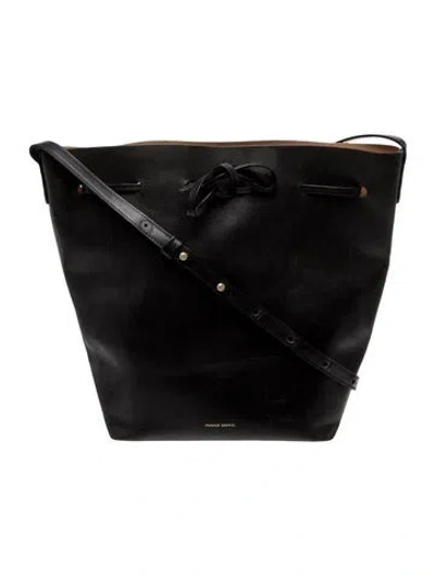 Pre-owned Mansur Gavriel Leather Bucket Bag In Black