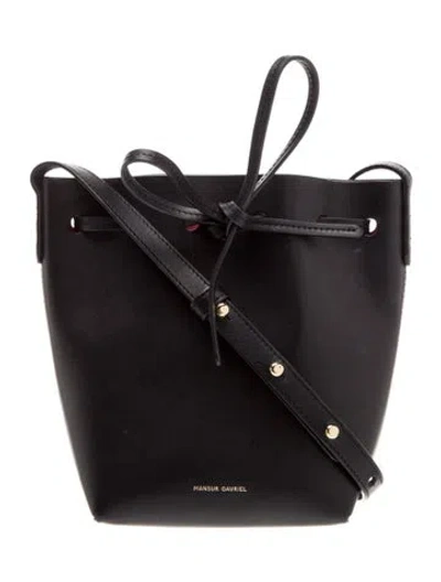 Pre-owned Mansur Gavriel Leather Bucket Bag In Black