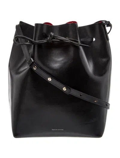 Pre-owned Mansur Gavriel Leather Bucket Bag In Black
