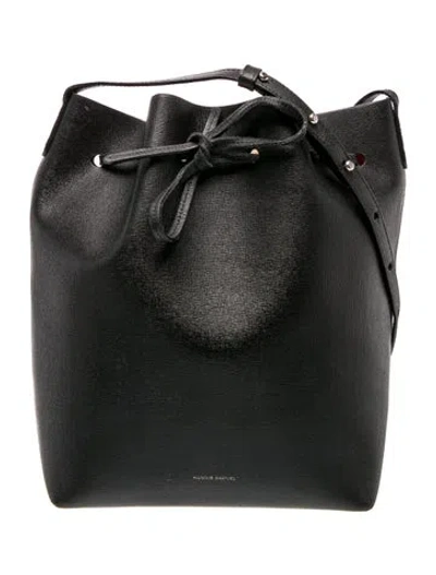 Pre-owned Mansur Gavriel Leather Bucket Bag In Black