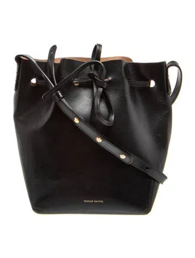 Pre-owned Mansur Gavriel Leather Bucket Bag In Black
