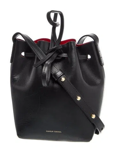 Pre-owned Mansur Gavriel Leather Bucket Bag In Black