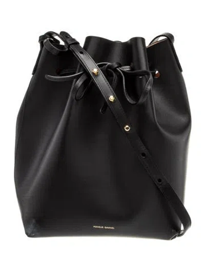 Pre-owned Mansur Gavriel Leather Bucket Bag In Black