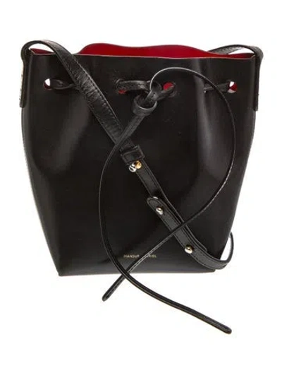 Pre-owned Mansur Gavriel Leather Bucket Bag In Black