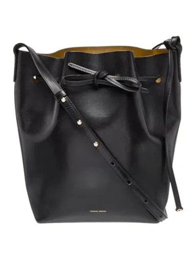 Pre-owned Mansur Gavriel Leather Bucket Bag In Black