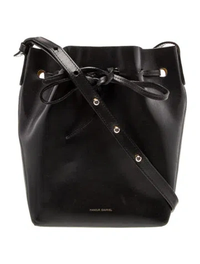 Pre-owned Mansur Gavriel Leather Bucket Bag In Black