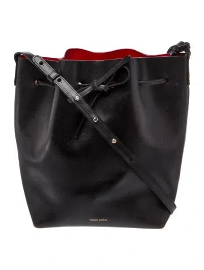 Pre-owned Mansur Gavriel Leather Bucket Bag In Black
