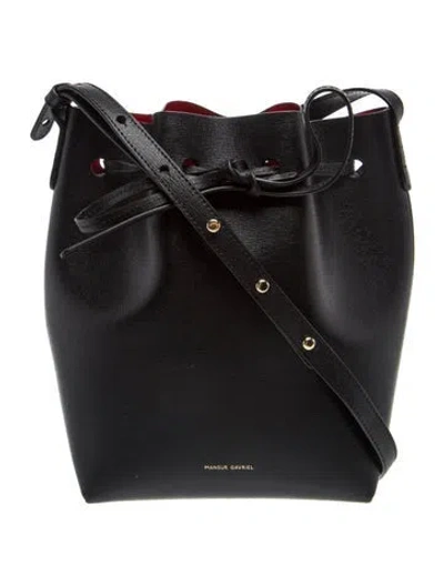 Pre-owned Mansur Gavriel Leather Bucket Bag In Black
