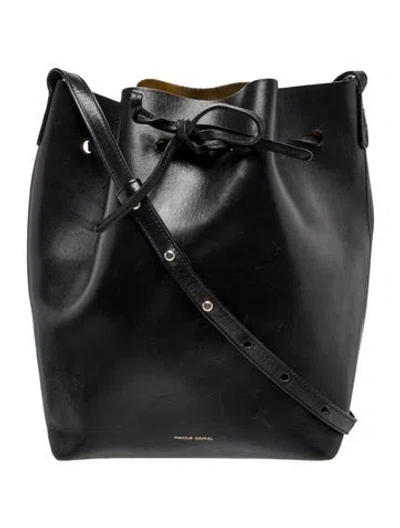 Pre-owned Mansur Gavriel Leather Bucket Bag In Black