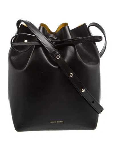 Pre-owned Mansur Gavriel Leather Bucket Bag In Black
