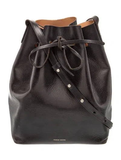 Pre-owned Mansur Gavriel Leather Bucket Bag In Black