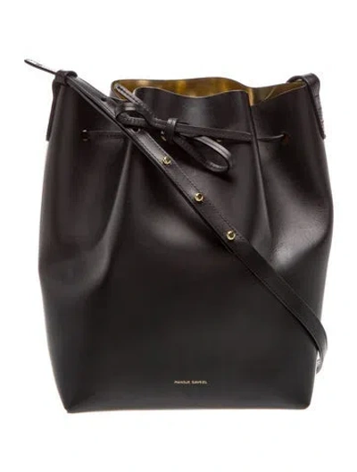 Pre-owned Mansur Gavriel Leather Bucket Bag In Black