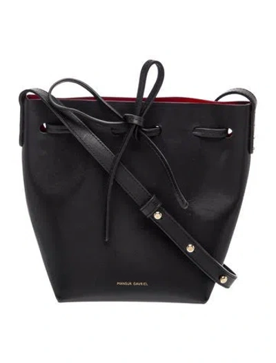 Pre-owned Mansur Gavriel Leather Bucket Bag In Black