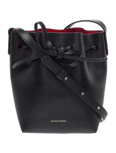 Pre-owned Mansur Gavriel Leather Bucket Bag In Black
